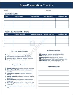 Exam Preparation Checklist Template