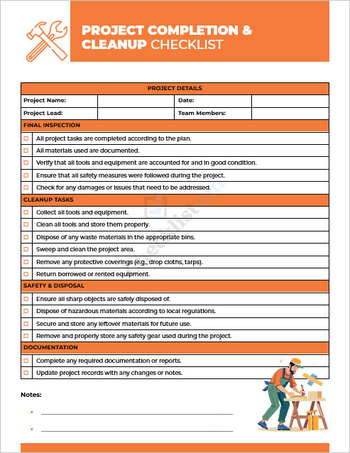 Project Completion and Cleanup Checklist