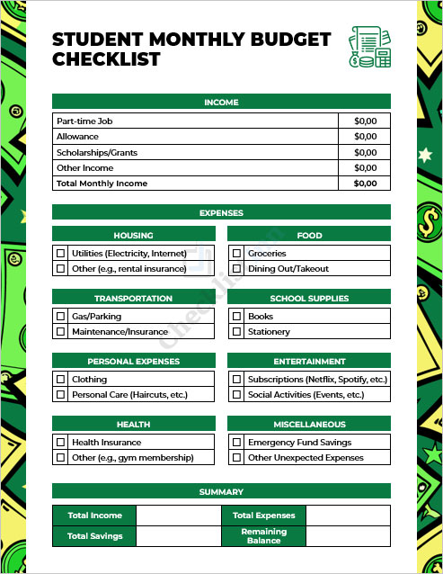 student-monthly-budget-checklist-template