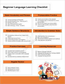 Beginner Language Learning Checklist Template