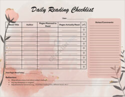 Daily Reading Checklist Template