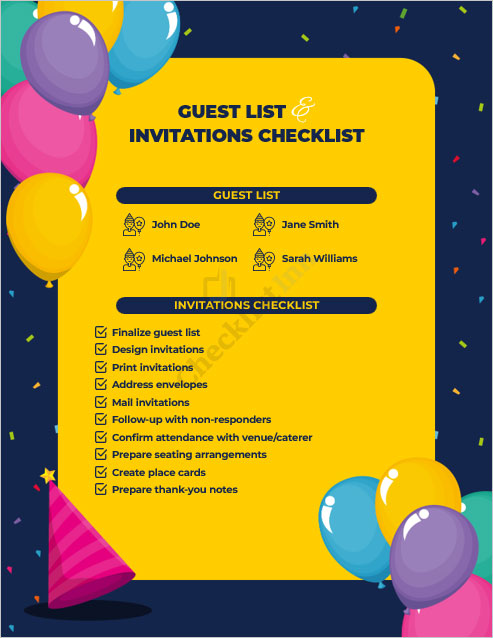 Guest List and Invitations Checklist Template