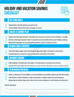Holiday and Vacation Savings Checklist Template