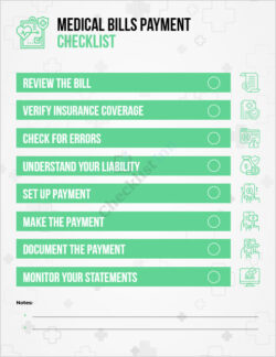 Medical Bills Payment Checklist Template