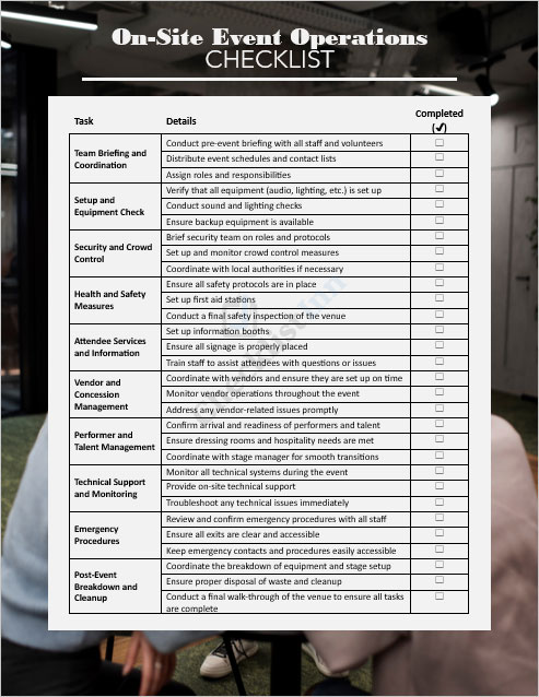 On-Site Event Operations Checklist Template