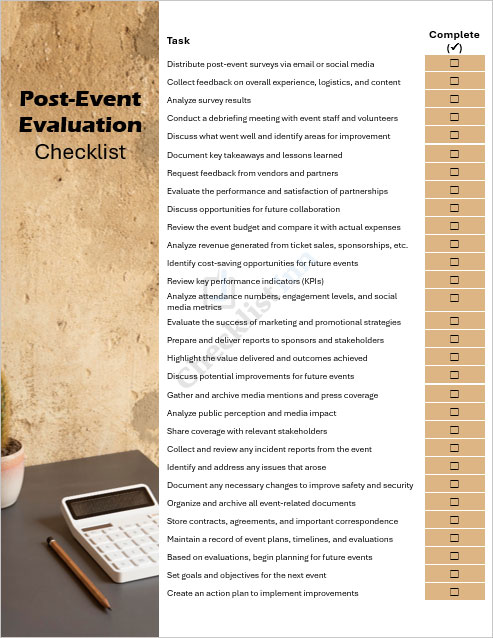 Post-Event Evaluation Checklist Template