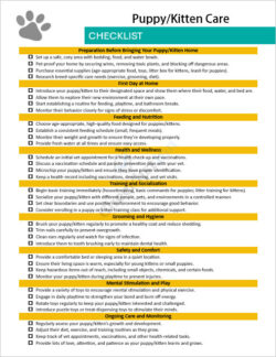 Puppy/Kitten Care Template