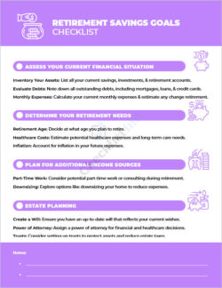 Retirement Savings Goals Checklist Template