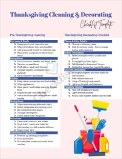 Thanksgiving Cleaning and Decorating Checklist Template cover page showing festive design and organized sections