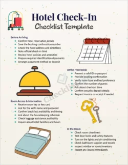 Hotel check in checklist printable travel template