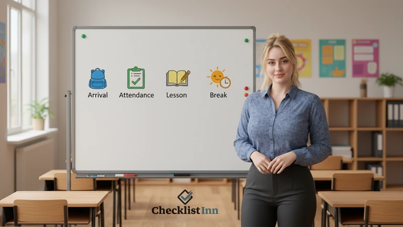 Classroom routines organized using daily classroom management checklists