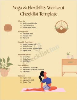 yoga flexibility workout checklist cover page